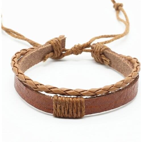 Fashion Handmade Wrap Rope Weave Ghost Eye Braid Charm Female Homme Male Genuine Leather Bracelet For Women Men Jewelry 2017