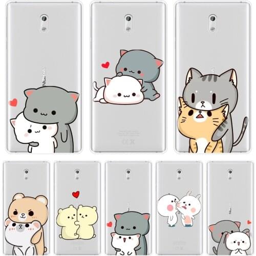 TPU Funny Cartoon Kawaii Heart Cute Cat Girl Phone Case For Nokia X6 7 Plus Silicone Soft Back Cover For Nokia 1 2 3 5 6 8 Case