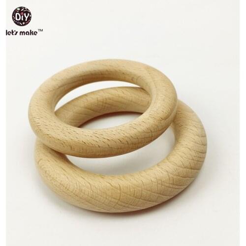 Lets Make Wooden Beech 10PC Nature Wood(70mm)Baby Teething Toy Accessories For Necklace/Bracelet Eco-friendly Unfinished Wood