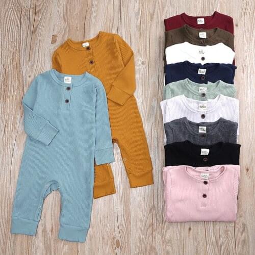 2020 Baby Autumn Clothing Newborn Infant Baby Boy Girl Cotton Romper Solid Clothes Warm Outfit Jumpsuit