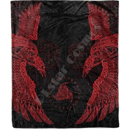 Viking Tattoo Muninn Fleece Blanket 3D full printed Wearable Blanket Adults/kids Fleece Blanket Sherpa Blanket Drop Shippng