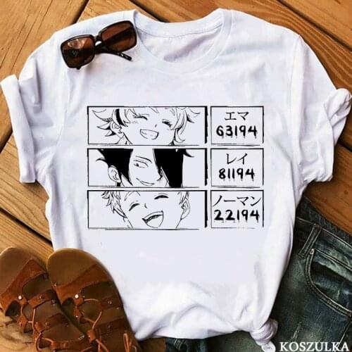 Fashion Women T-shirt Short Sleeve Unisex Clothes Streetwear Yakusoku No Neverland The Promised Neverland Anime T Shirts