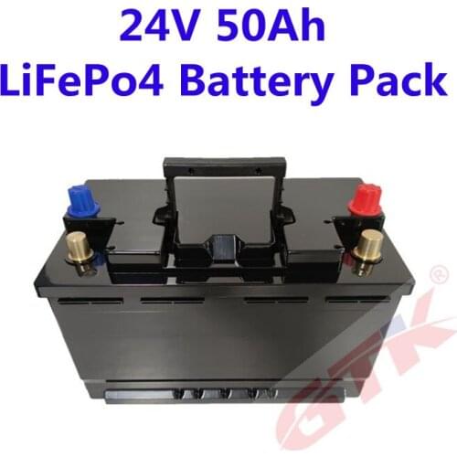 GTK 24V 25.6V 50Ah Rechargeable LiFePo4 Battery With BMS 8S Lithium Iron Phosphate Battery +Charger For RV Solar Street Light