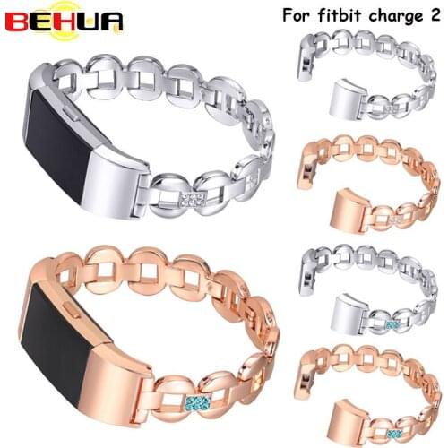 Crystal fashion Watch Band Wrist Strap For Fitbit charge 2 Smart Watch Flexible Adjustable Bangle drop ship women Watch Straps