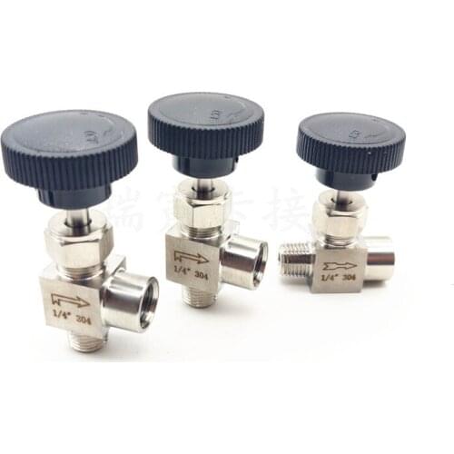 Needle valve Adjustable Right angle 1/4" 3/8"1/2"male to female thread SUS304 Flow Control shut off crane needle valve