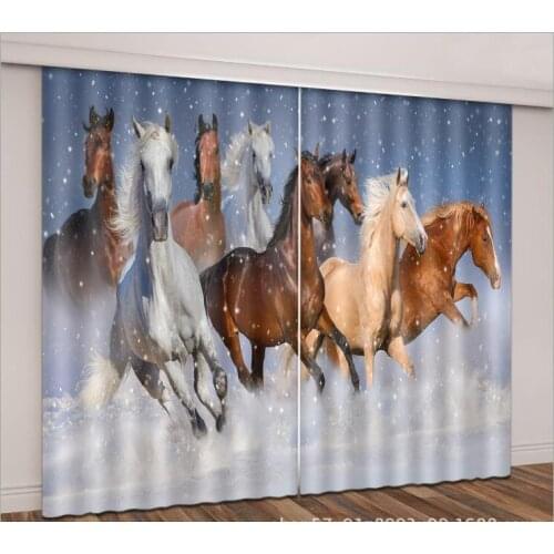 Customized size Ten thousand steeds gallop 3D Window Curtain Luxury living room office Bedroom Drapes Cortina Rideaux pillowcase