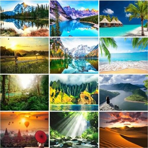 AZQSD Painting By Numbers Mountain Unframed DIY Acrylic Paint On Canvas Hand Painted Oil Painting Landscape Home Decor Gift