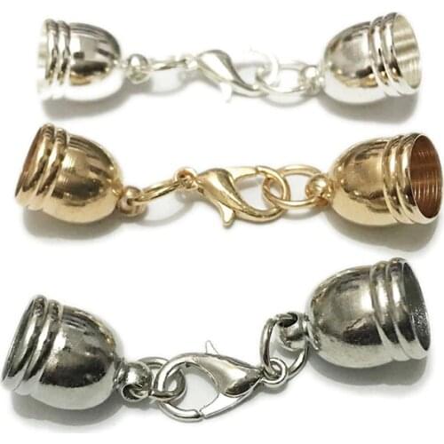 Stenya Hole Size 5-12mm Necklace Tassel Round Leather Cord Crimps End Caps Lobster Clasp Jump Rings Fastener Jewelry Making