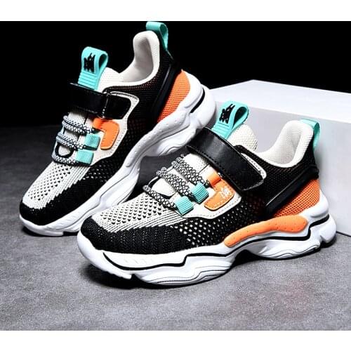 Colorful Chunky Sole Childrens Sneakers Lace Up Velcro Kids Sports Shoes For Boys Air Mesh Breathable Boy Child Sneakers Teens