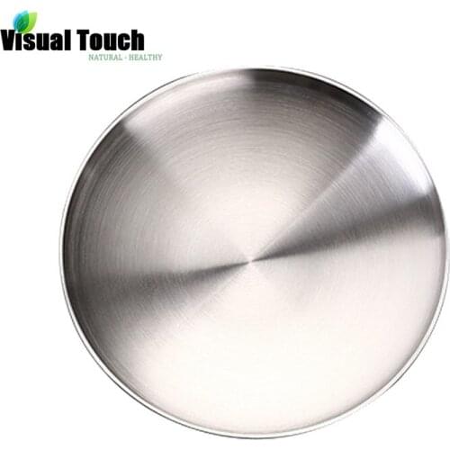 Stainless Steel Round Dinner Plate Dish Tray Food Container Durable Outdoor Camping Picnic Tableware Salad Plate Drop Shipping