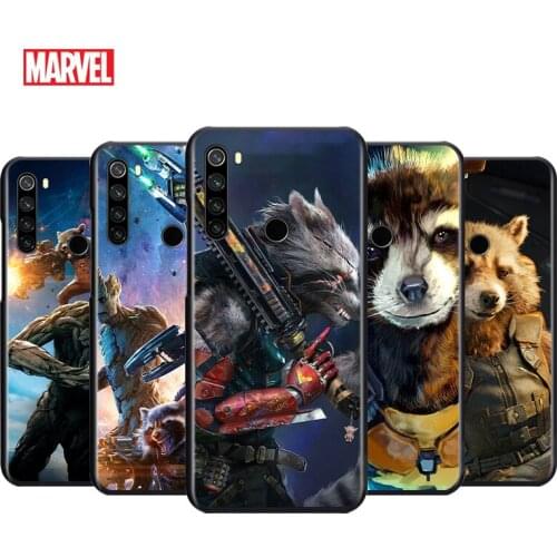Marvel Rocket Raccoon Bear For Xiaomi Redmi Note 4 4X 5 5A 6 7 8 8T 7S 9S 9T 10 10S 5G Pro Prime Max Balck Soft Phone Case