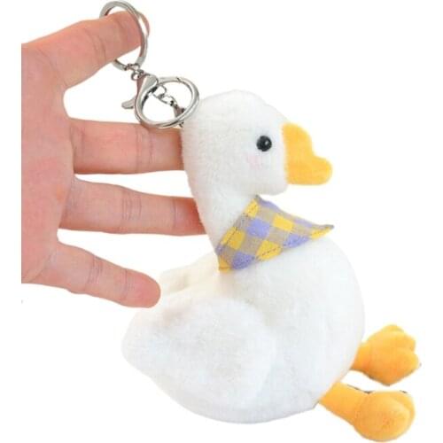 Cute Cartoon Scarf Duck Keyrings Plush Lovely Animal Keychains for Backpacks Soft Stuffed Doll Car Key Accessories