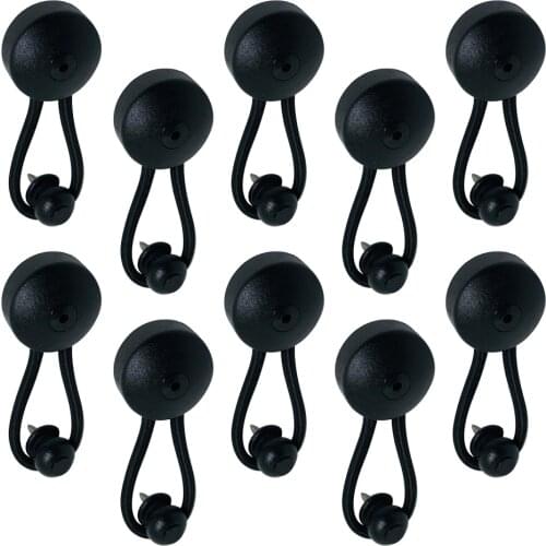10 Pieces Reusable Bungee / Shock Cord Fasteners for Canvas, Black