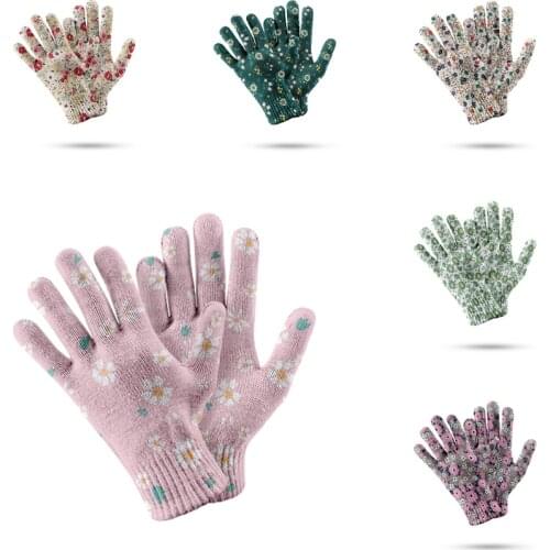 Fashion Women Thicken Knitted Gloves Autumn And Winter Non-Slip Warm Mitten Ladies Casual Touch Screen Gloves Interesting Gift