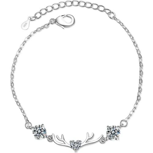 Fashion Lady Silver 925 Sterling Bracelets For Women Accessories Shiny Zircon Deer Bracelet Female Jewelry Silver For Lover Gift