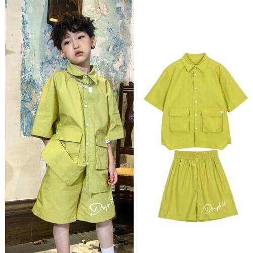 2021 New Jazz Dance Costumes Loose Short Sleeve Shirts Shorts Hiphop Clothes Girls Boys Daily Wear Practice Rave Clothes DQS7587