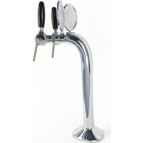 2-ball tap beer tower unit with logo holder, double faucets beer column