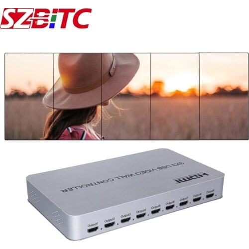SZBITC Video Rotation Controller 3x3 Video Rotation 90 Degrees Splicing 4K USB In HD Out Video Processor with Remote Control