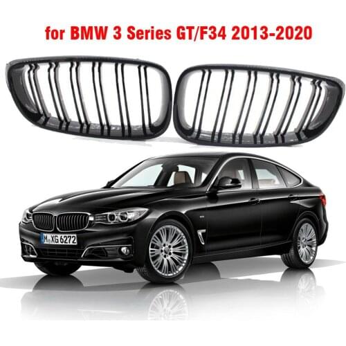 Gloss Black Front Bumper Kidney Grill Grilles for BMW 3 Series GT F34 2013-2020 320i 328i 335i XDrive Double Line M style
