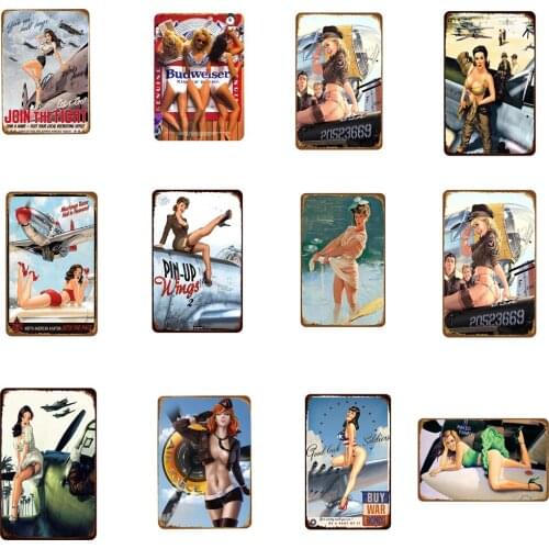 Sexy Lady Shabby Chic TinSigns Metal Painting Iron Brand Art Wall Decor For Club Bar Living Room Garden Home Decoration