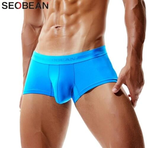 4Pcs/lot Boxer Mens Underwear Solid Colorful Breathable Male Panties Boxer Shorts Sexy Low Waist U Convex Design Men Underpants