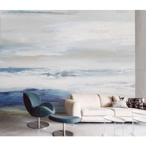 Nordic modern abstract creative hand-painted art landscape wallpaper light luxury living room sofa TV background wall mural