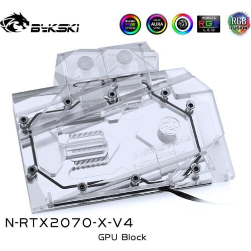 Bykski Water Block use for NVIDIA RTX2070 Founder Edition / RTX2060 SUPER Founder Edition / 3PIN 5V RGB / 4PIN 12V RGB