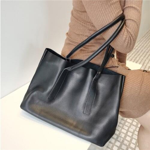 Womens Bag Big Capacity Shoulder Bags High Quality Soft Genuine Cow Leather Handbags Designer ladies Tote bag sac a main femme