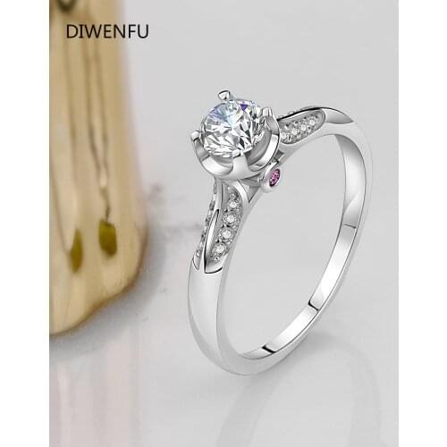 DIWENFU Solid 925 Sterling Silver Rings for Women Stacking Band Engagement Wedding Part Gift Classic Romantic Fine Jewelry