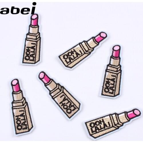 10pcs New Lipstick Stickers Embroidery Iron On Clothes Patch Sewing Shirts Appliques DIY Jeans Backpack Shoes Pants Motif Badge