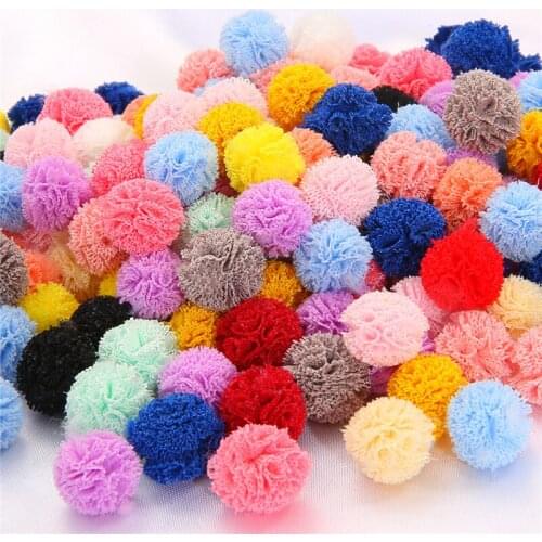 30Pcs/lot 15mm Colorful Pompoms Elastic Plush Mesh Flower Lace Ball for Handmade Scarf Shoes Hats DIY Sewing Craft Supplies