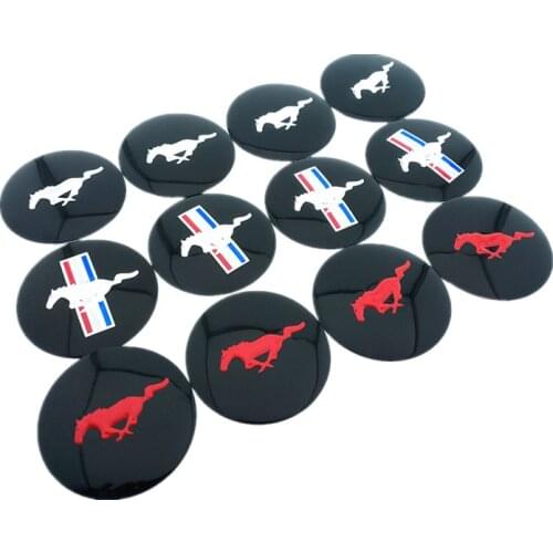 4pcs/sets 56.5mm 3D Horse Flag Car Auto Steering Wheel Center Hub Cap Emblem Badge Stickers for Ford Mustang Car styling