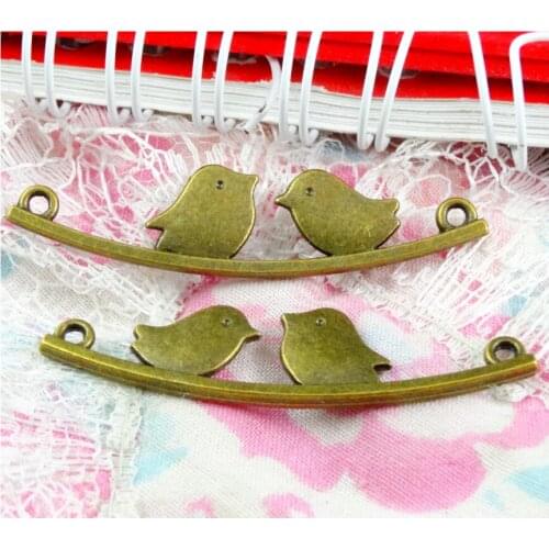 40pcs 46.3*11.5MM Bird Connector DIY Jewelry Accessories Antique Bronze Color Charms Pendant