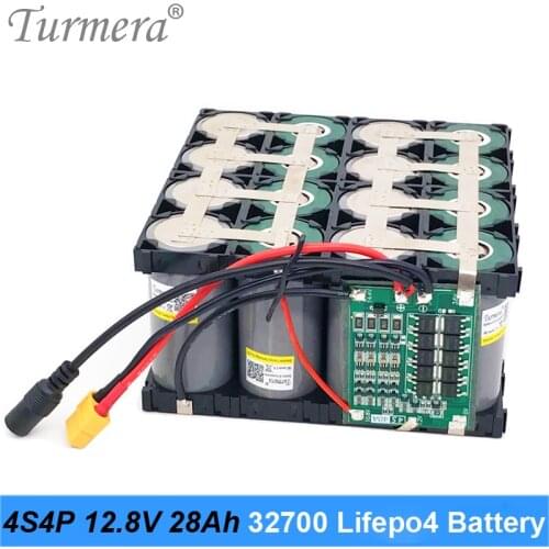 4S4P 12.8V 28Ah Lifepo4 Battery Pack 32700 with 4S 40A Balanced BMS for Electric Boat and Uninterrupted Power Supply 12V Turmera