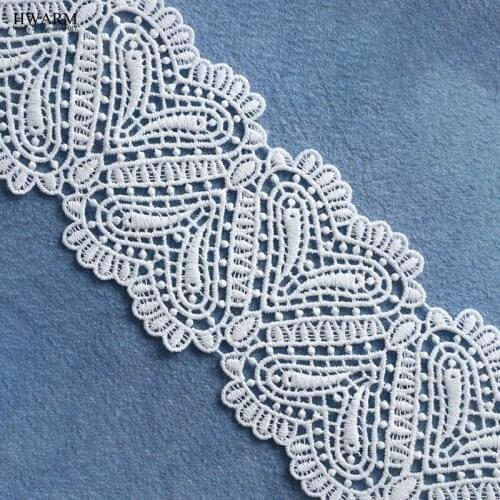 5yard 8.5cm white african lace fabric ribbon embroidery milk silk water-soluble wedding decoration cloth laces accessories
