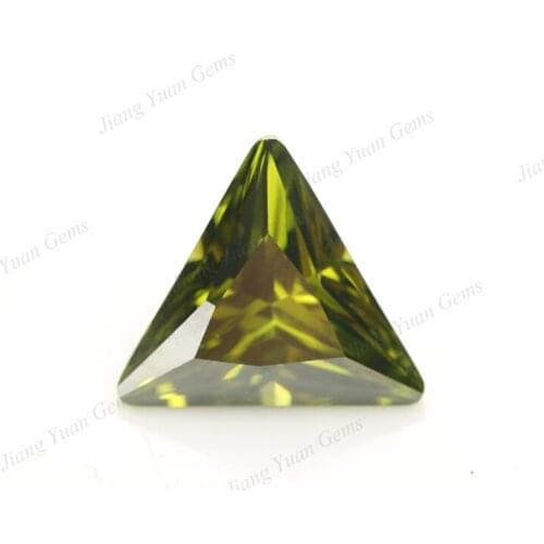 50PCS 3x3~15x15mm Triangle Shape Loose CZ Stone Olive Green AAAAA Cubic zirconia Synthetic stone For Jewelry DIY Gems Stone