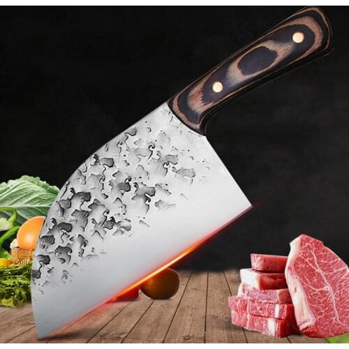 7.5" Forged Kitchen Knives Stainless Steel Serbian Chef Knife Meat Vegetables Slicer Bone Chopping Knife Butcher Cleaver