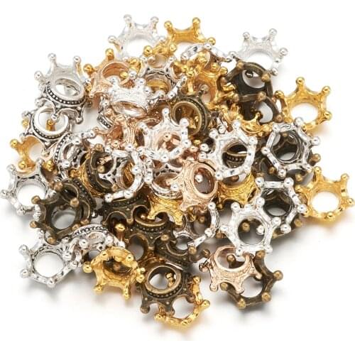 90pcs/set Mixed Color Crown Bead Caps Bracelet Connectors Charms End Beads Cap For DIY Jewelry Making Findings