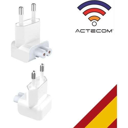 ACTECOM Adaptador para Fuentes de alimentación Apple - Enchufe de Dos Clavijas para Cargador de Macbook iPad - Adaptador Europeo