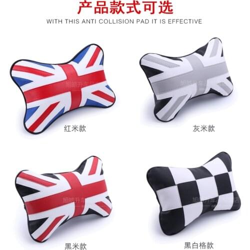 Car Neck Pillow Pu Leather head support protector union jack Flag backrest cervical spine cushion Car Accessories Decoration