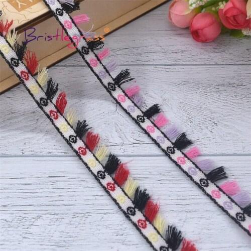 BRISTLEGRASS 1 Yard 5/8" 16mm Blended Yarn Braided Crochet Lace Trims Macrame Tassel Ethnic Ribbon Pillow Dress DIY Sewing Craft
