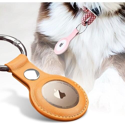 For Apple Airtags 2021 Leather Cover Shockproof Sleeve Locator Tracker Anti-lost Pet Device Keychain Protective Case Accessories