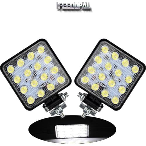 FEEDOPAL 2PCS 16LED 48W Square Work Light Car Truck 4WD ATV Off-Road Vehicle Jeep Multi-Purpose Modified Lamp 9-30V Waterproof