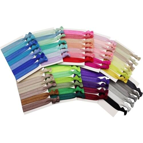 Best sell soild color fold over elastic hair ties for girl 5sets/lot(7pcs per set,35pcs in total)
