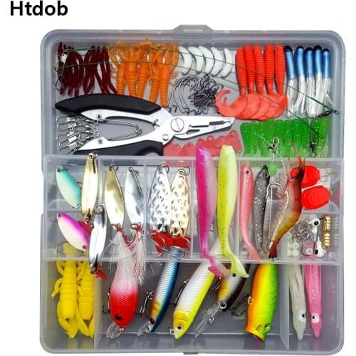 Htdob Winter Minnow Fly Fishing Lure Set 18/59/104/142/164Pcs Fishing Hook Soft Lure Set with Fishing Box Tackle Accessories