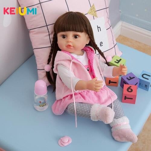 22 Inch KEIUMI Lively Boneca Reborn Baby Dolls Toy 55 CM Handmade Soft Silicone Toddler Bath Dolls Kids DIY Playmate Gift