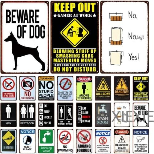 Retro Tin Sign Danger Warning Sign No Smoking No Photography Metal Signs Metal Plate Plate for Bar House Living Room Wall Decor