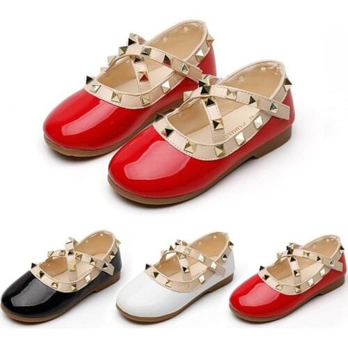 Red black Children Little girl fashion princess shoes Kids Girls' single shoes for dance chaussure fille beige pink black 1-7T