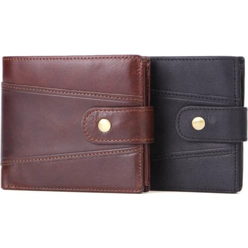 Mens Wallet Vintage Cowhide 100% Genuine Leather Wallets Business Credit Card Holder RFID Blocking Male Coin Purse