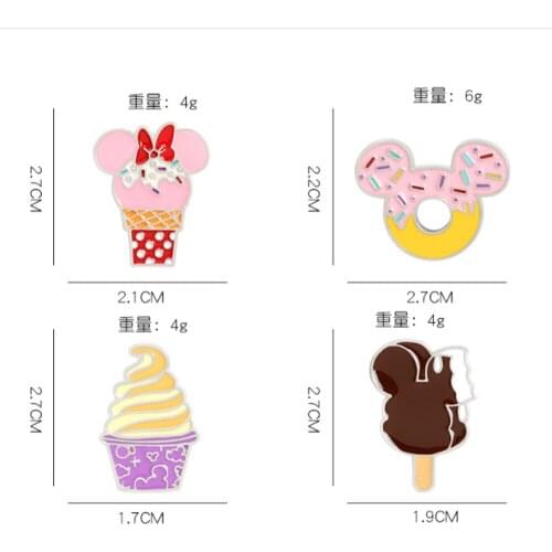 New 20Pcs Doughnut Ice Cream Brooch Lapel Pin Action Figure Toy